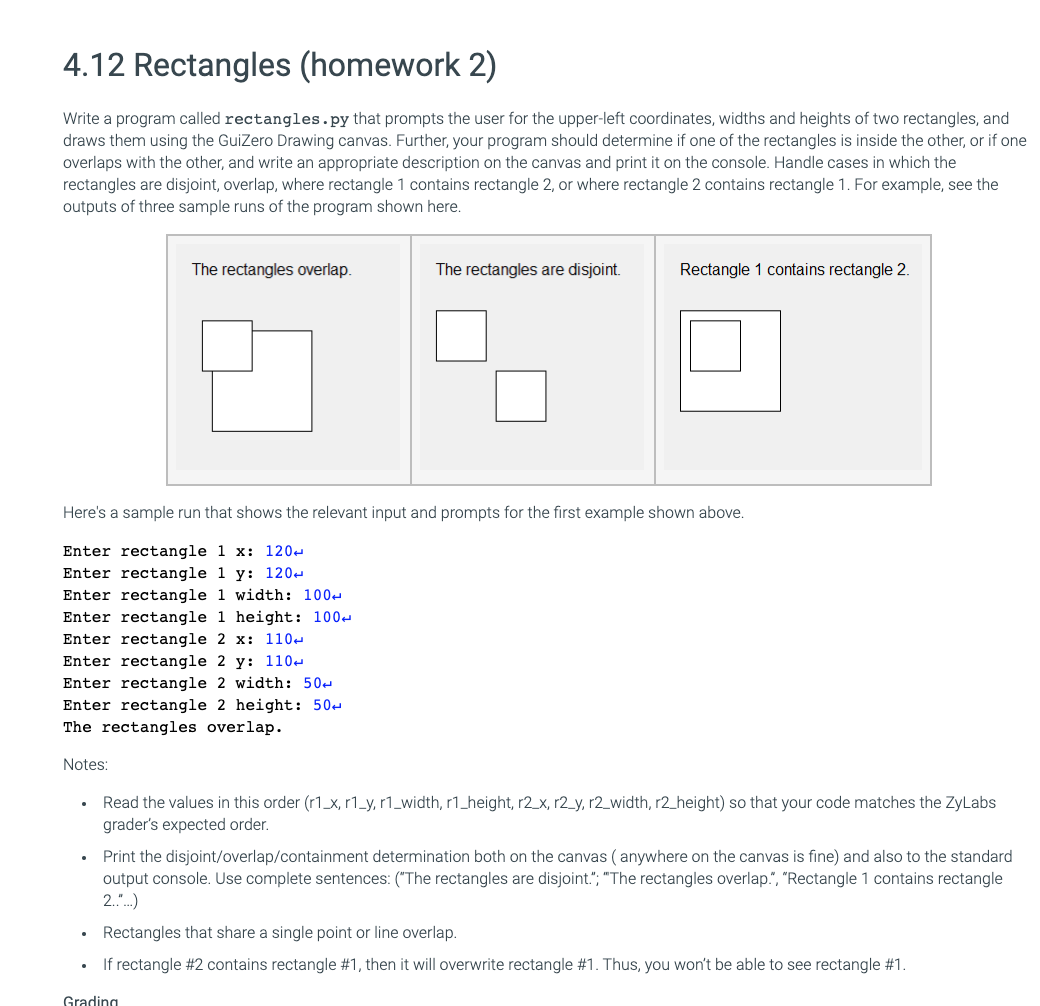 Solved (Making rectangles using python) I couldn't figure | Chegg.com