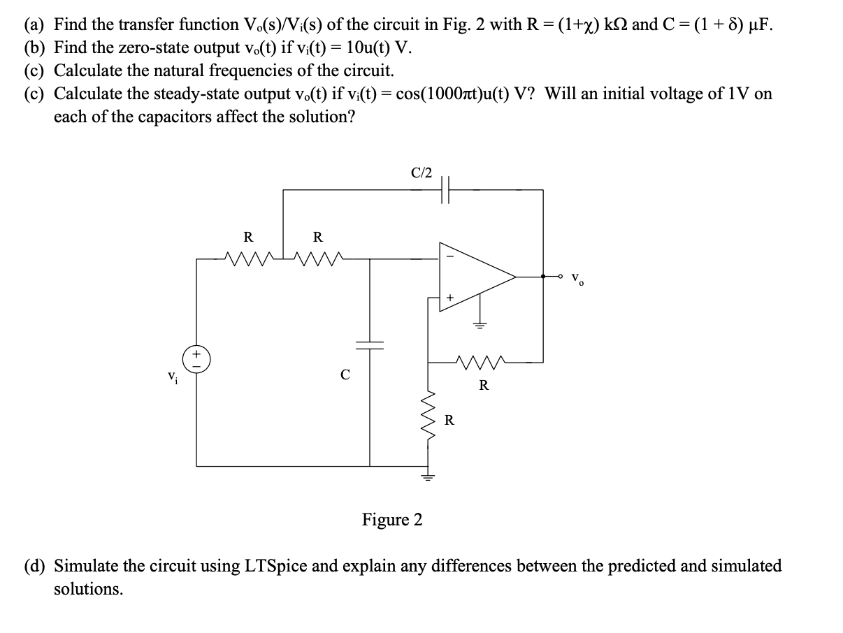 A Find The Transfer Function Vo S V S Of The Chegg Com