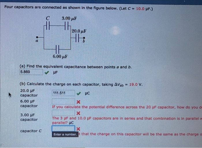 Solved Four Capacitors Are Connected As Shown In The Figure | Chegg.com