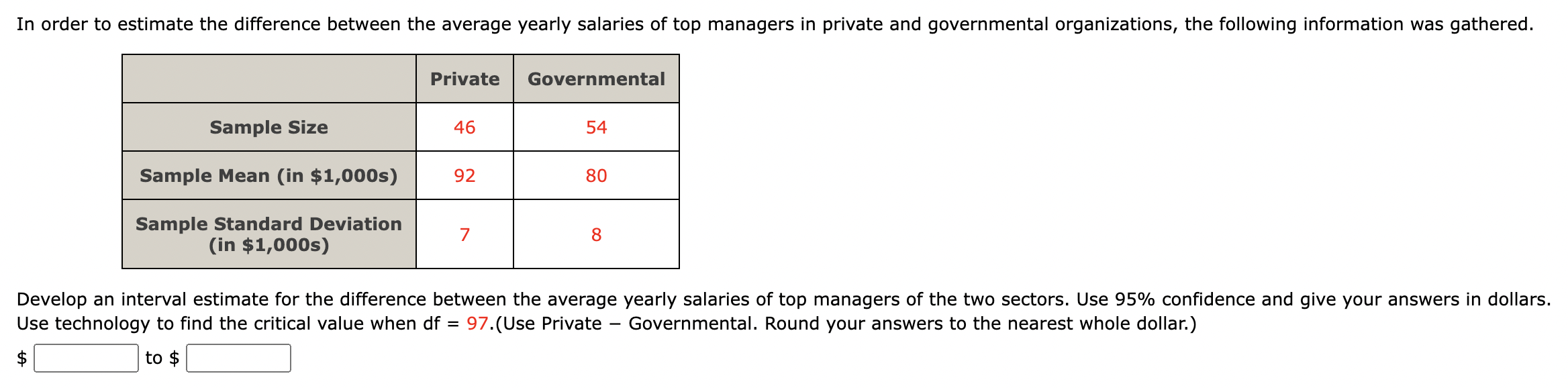 Solved In order to estimate the difference between the | Chegg.com