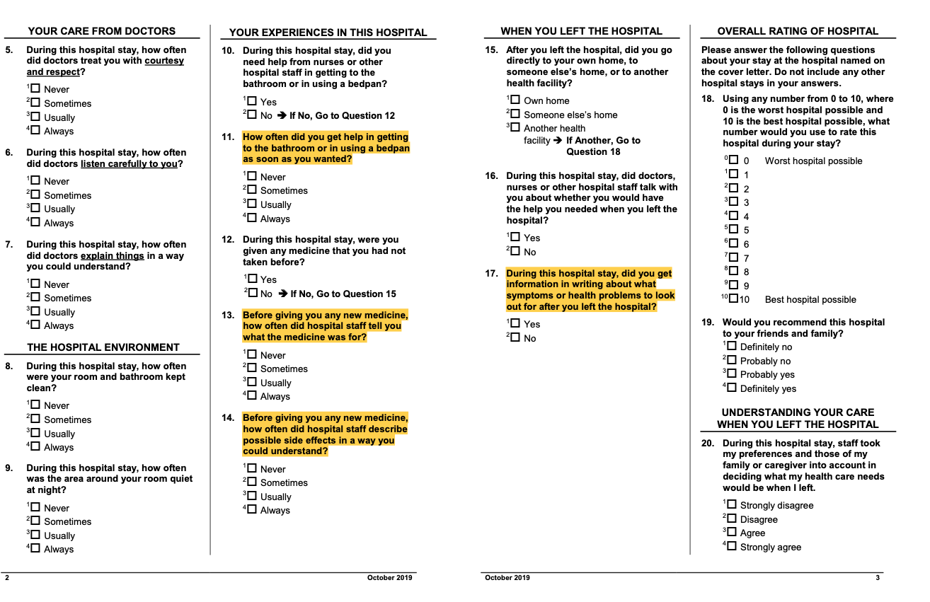 Solved HCAHPS Survey SURVEY INSTRUCTIONS • You should only