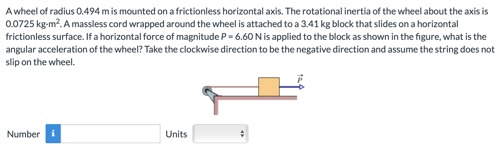 Solved A wheel of radius 0.494 m is mounted on a