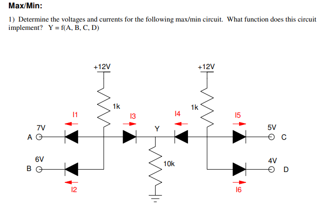 Solved Max/Min: 1) Determine the voltages and currents for | Chegg.com