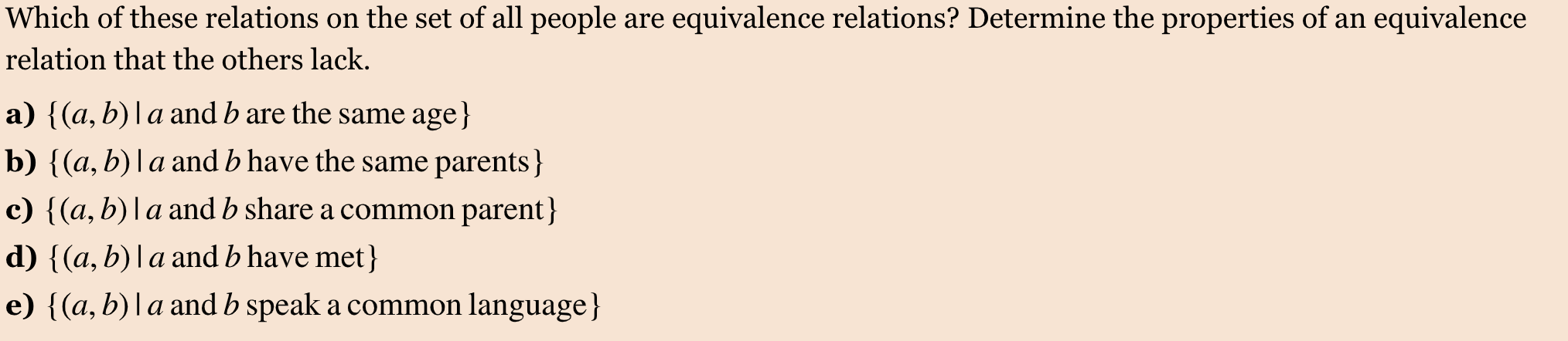 Solved Which Of These Relations On The Set Of All People Are | Chegg.com