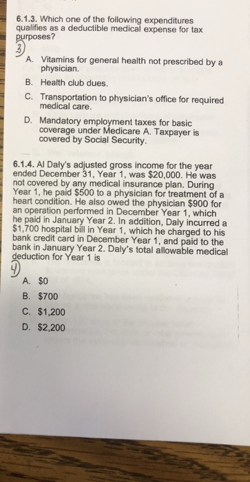 allowable deductible medical expenses