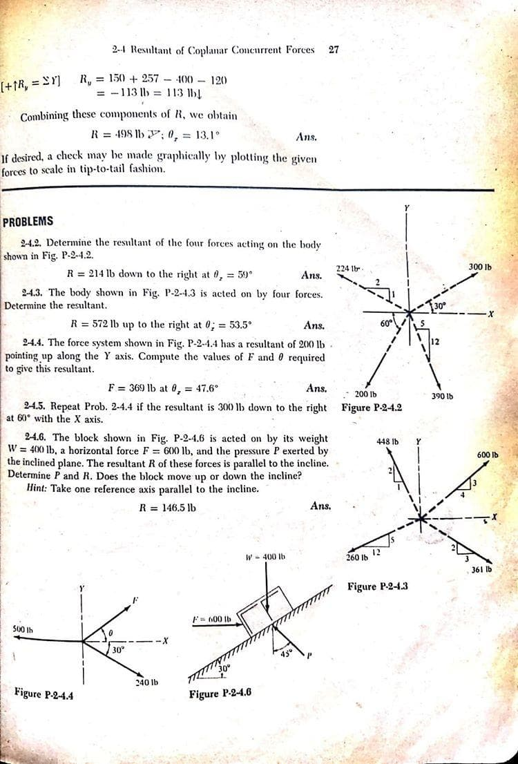 Solved 2-1 Resultant Of Coplanar Concurrent Forces 27 (+1R, | Chegg.com