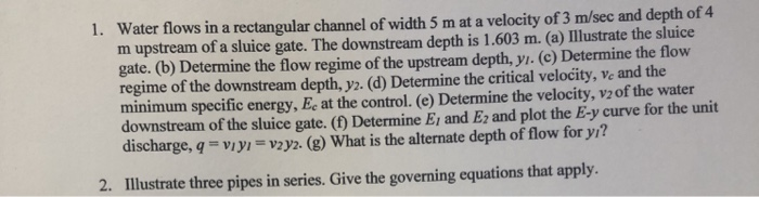 Solved Water flows in a rectangular channel of width 5 m at | Chegg.com