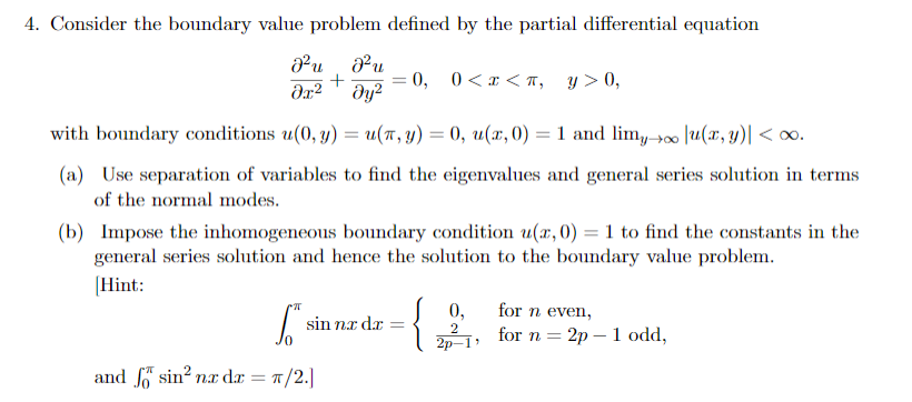 Solved 4. Consider the boundary value problem defined by the | Chegg.com