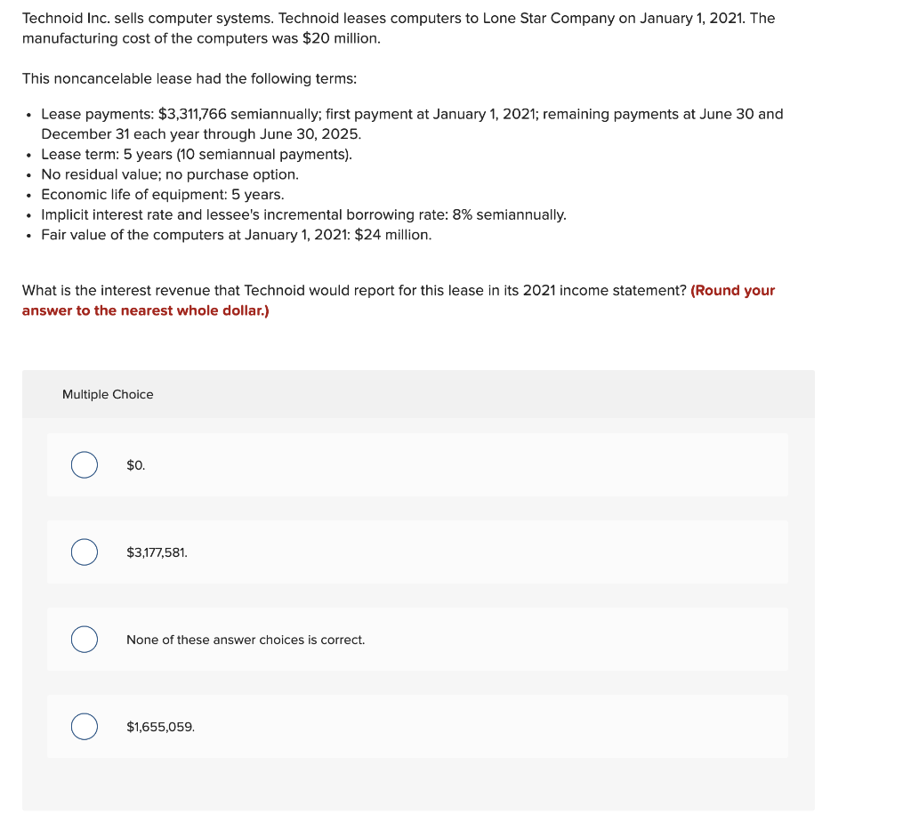 Solved Technoid Inc. sells computer systems. Technoid leases