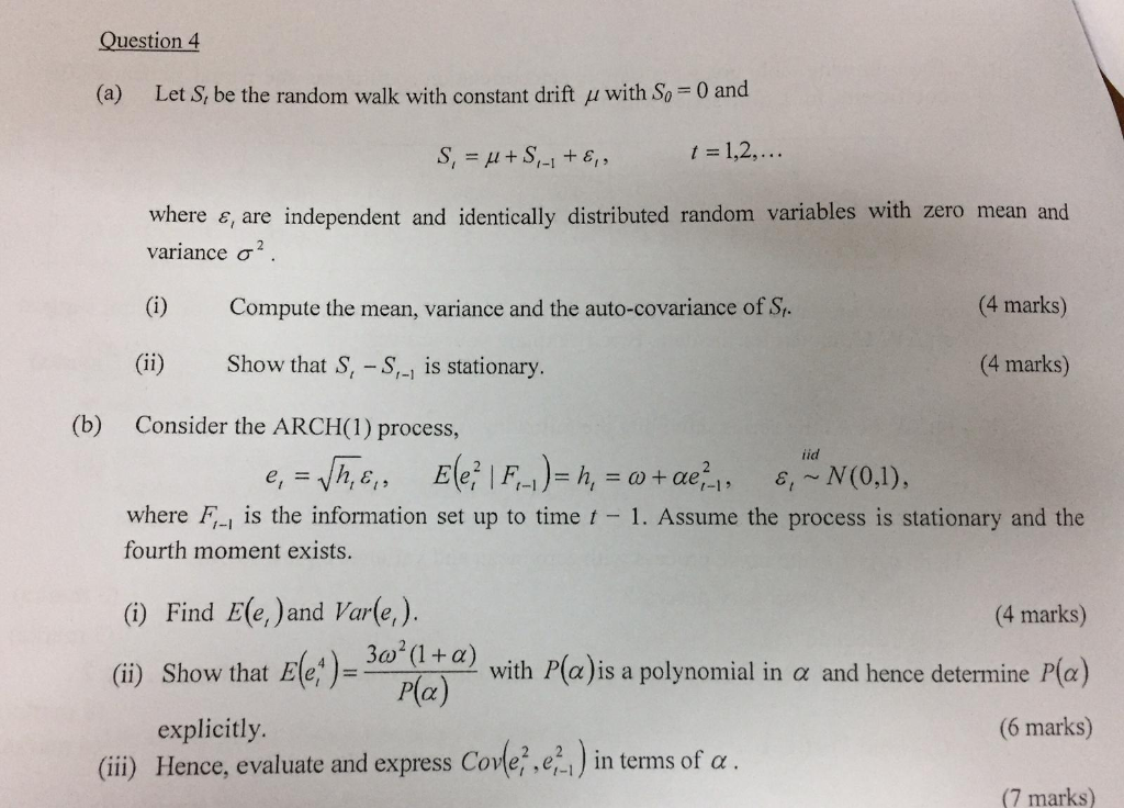 Question 4 (a) Let S, be the random walk with | Chegg.com