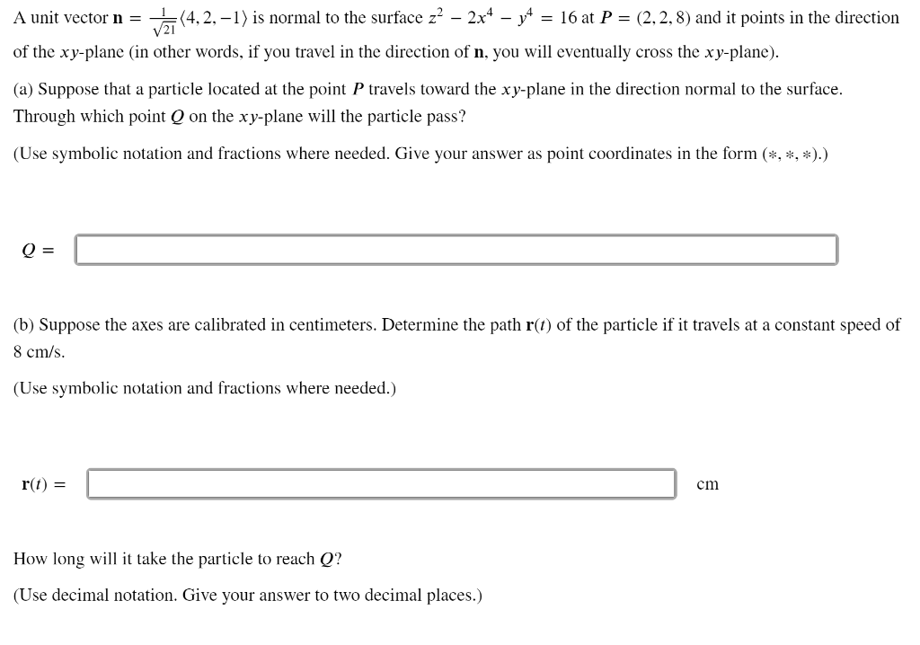 Solved A Unit Vector N Va 4 2 1 Is Normal To The S Chegg Com