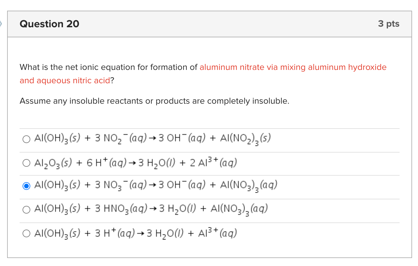 Solved What is the net ionic equation for formation of