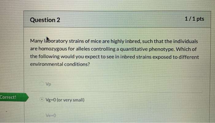 Solved 1/1 pts Question 2 Many laboratory strains of mice | Chegg.com