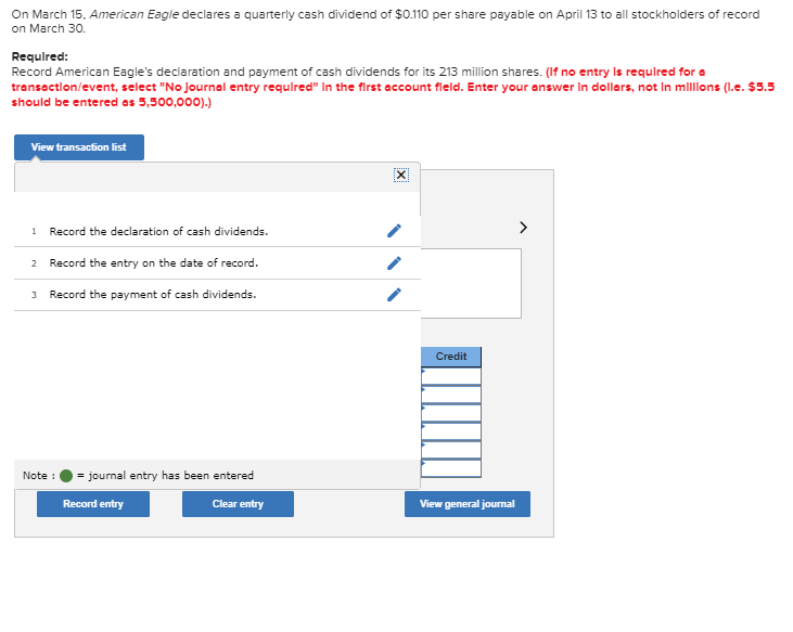 Solved On March 15, American Eagle Declares A Quarterly Cash | Chegg.com