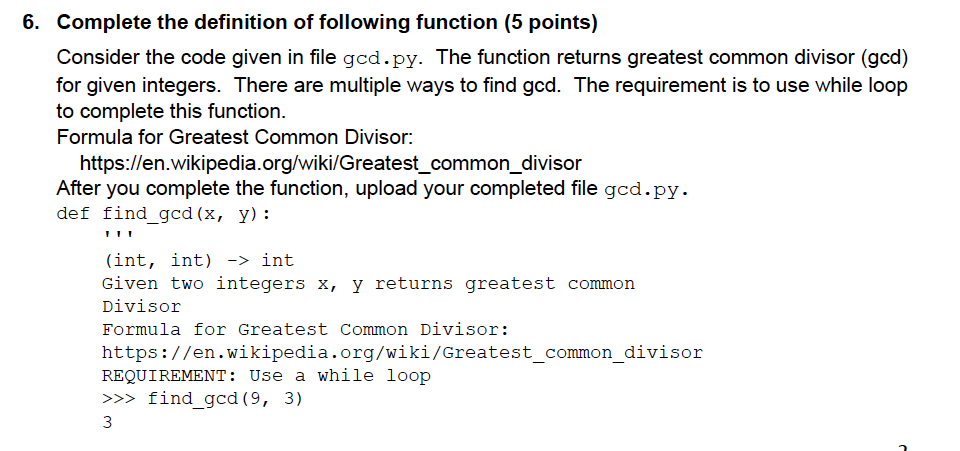 Solved 6. Complete the definition of following function (5 | Chegg.com