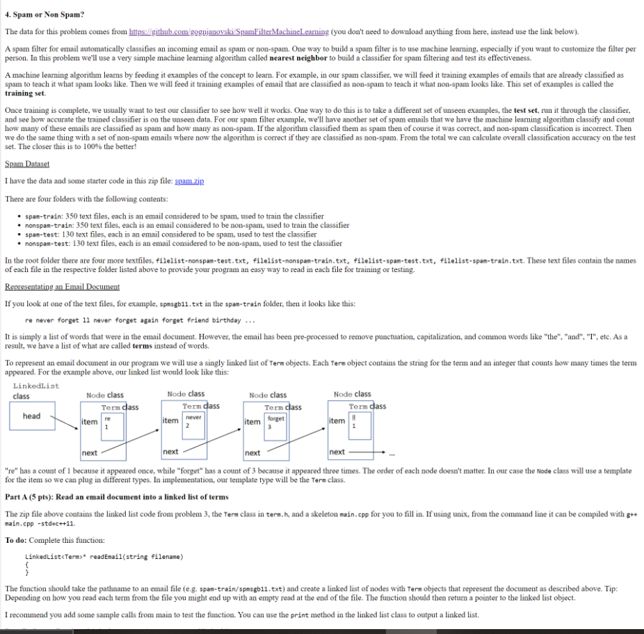 Q5 Spam Classifier Problem Again With Binary Sear Chegg Com