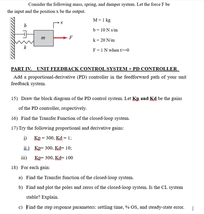 Solved Consider The Following Mass, Spring, And Damper | Chegg.com