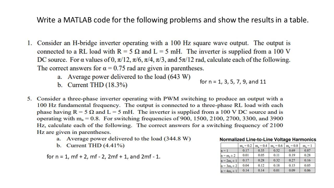 Solved Write a MATLAB code for the following problems and | Chegg.com