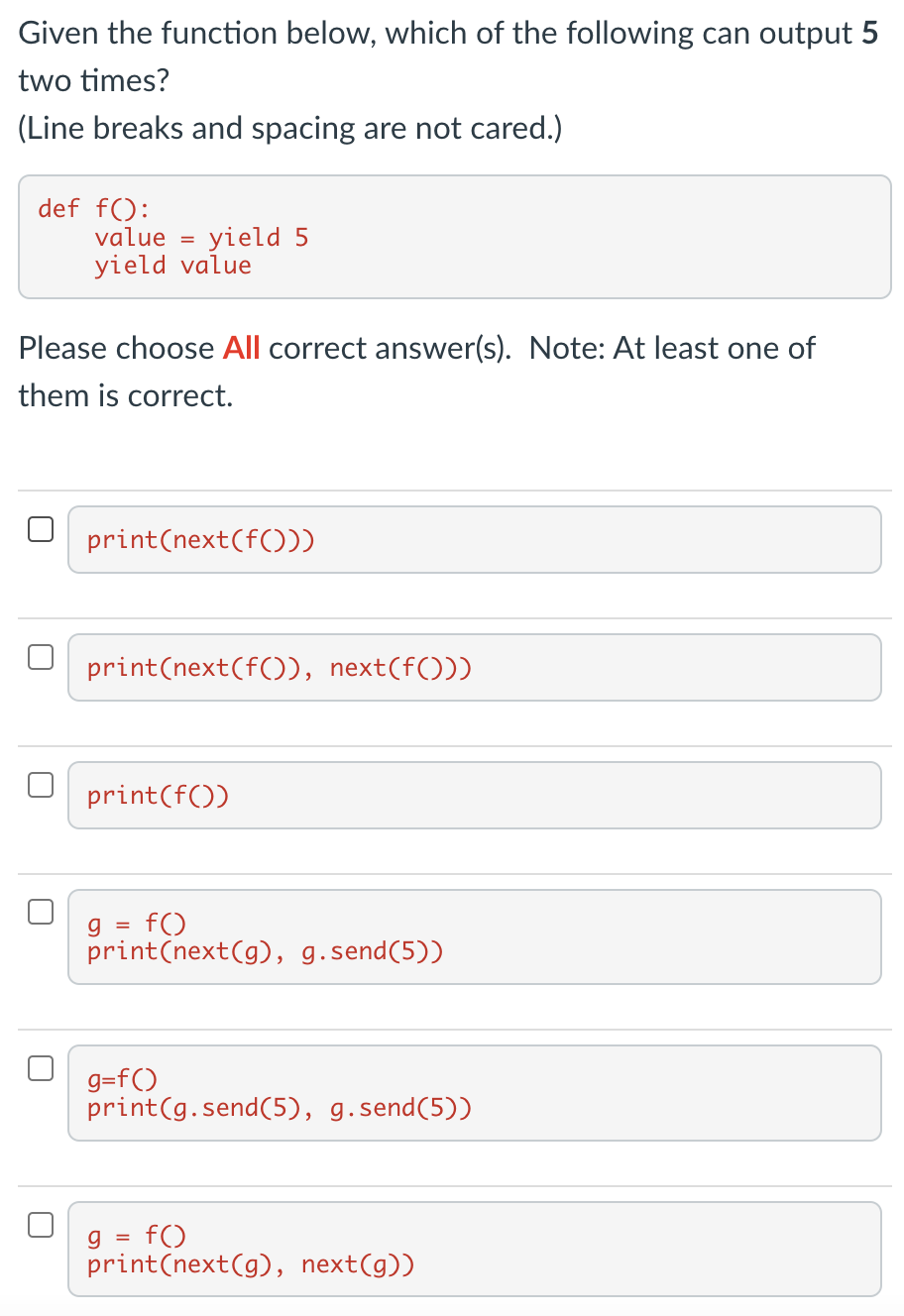 Solved Given the function below, which of the following can | Chegg.com