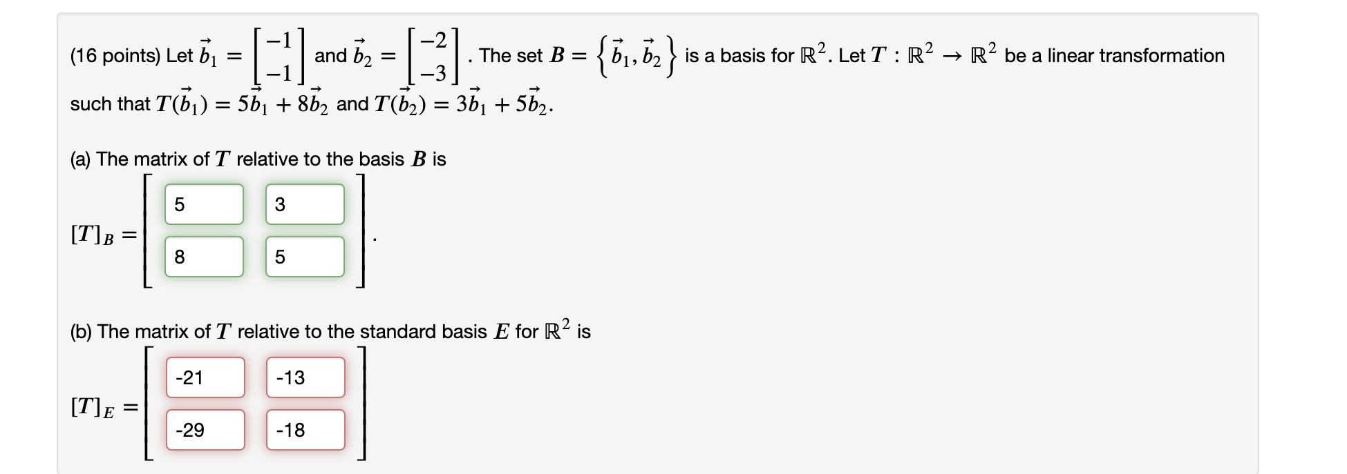 Solved (16 Points) Let B1=[−1−1] And B2=[−2−3]. The Set | Chegg.com