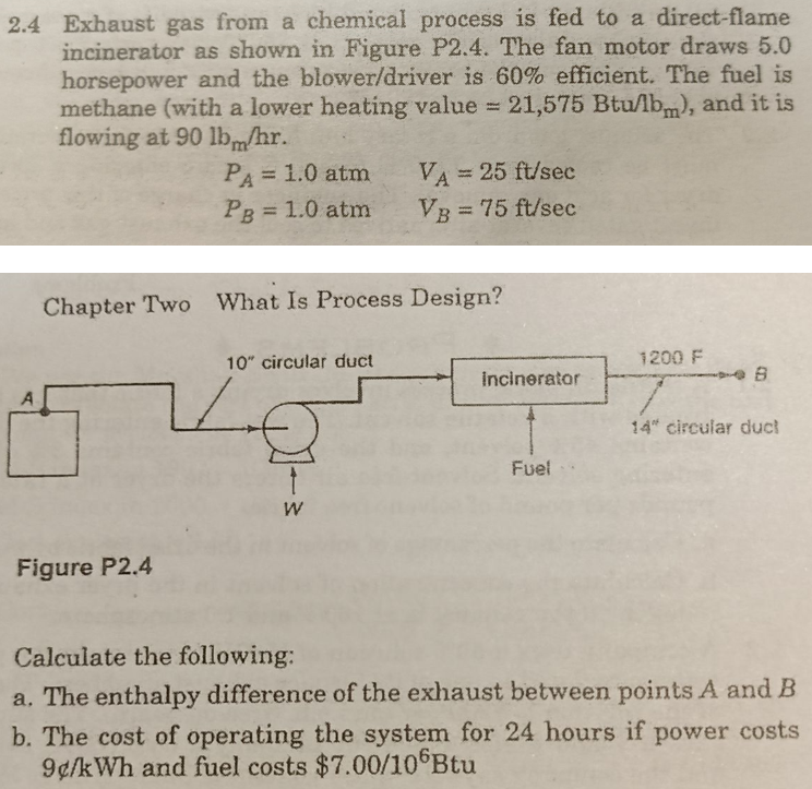 2 4 Exhaust Gas From A Chemical Process Is Fed To A Chegg Com