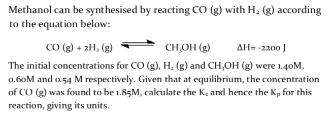 Solved Methanol can be synthesised by reacting CO (g) with | Chegg.com