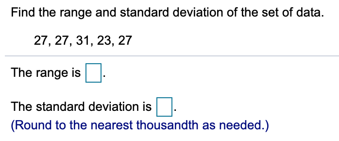 Solved Find the range and standard deviation of the set of | Chegg.com