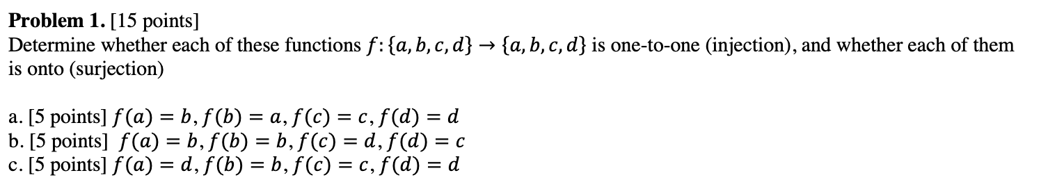 Solved Determine whether each of these functions | Chegg.com