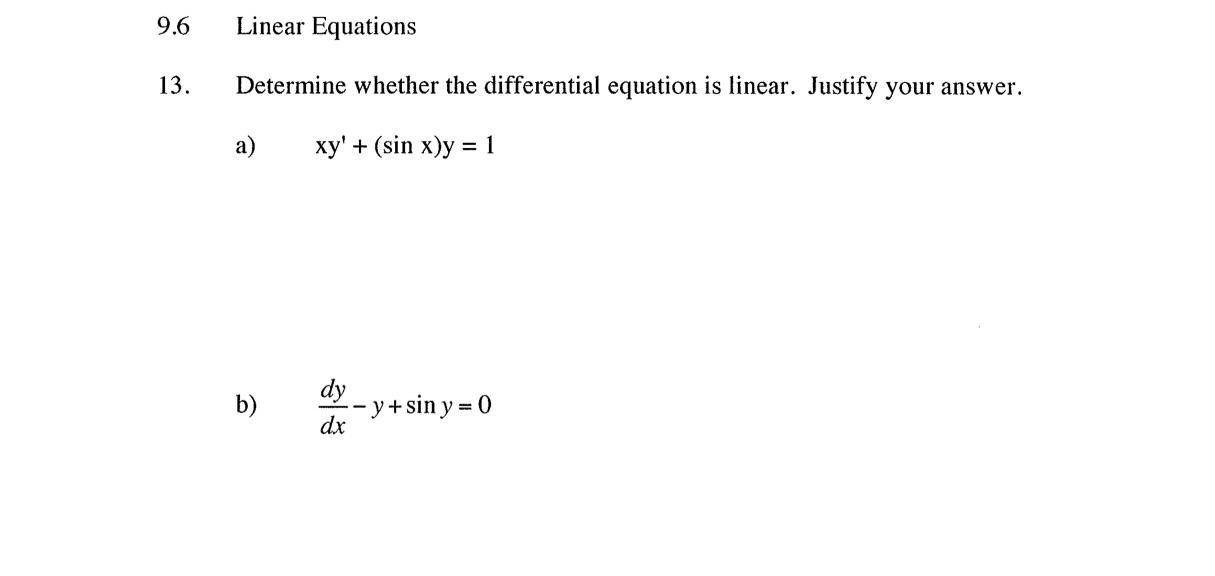 Solved 13. Determine whether the differential equation is | Chegg.com