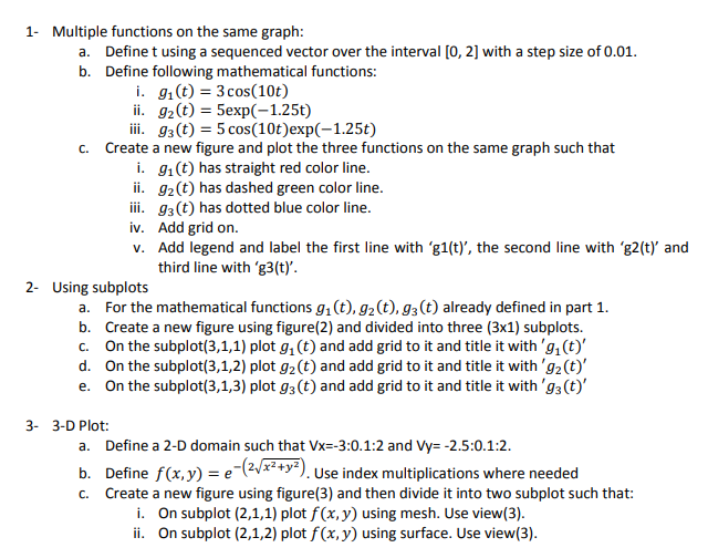 Solved 1. Multiple functions on the same graph: a. Define t | Chegg.com