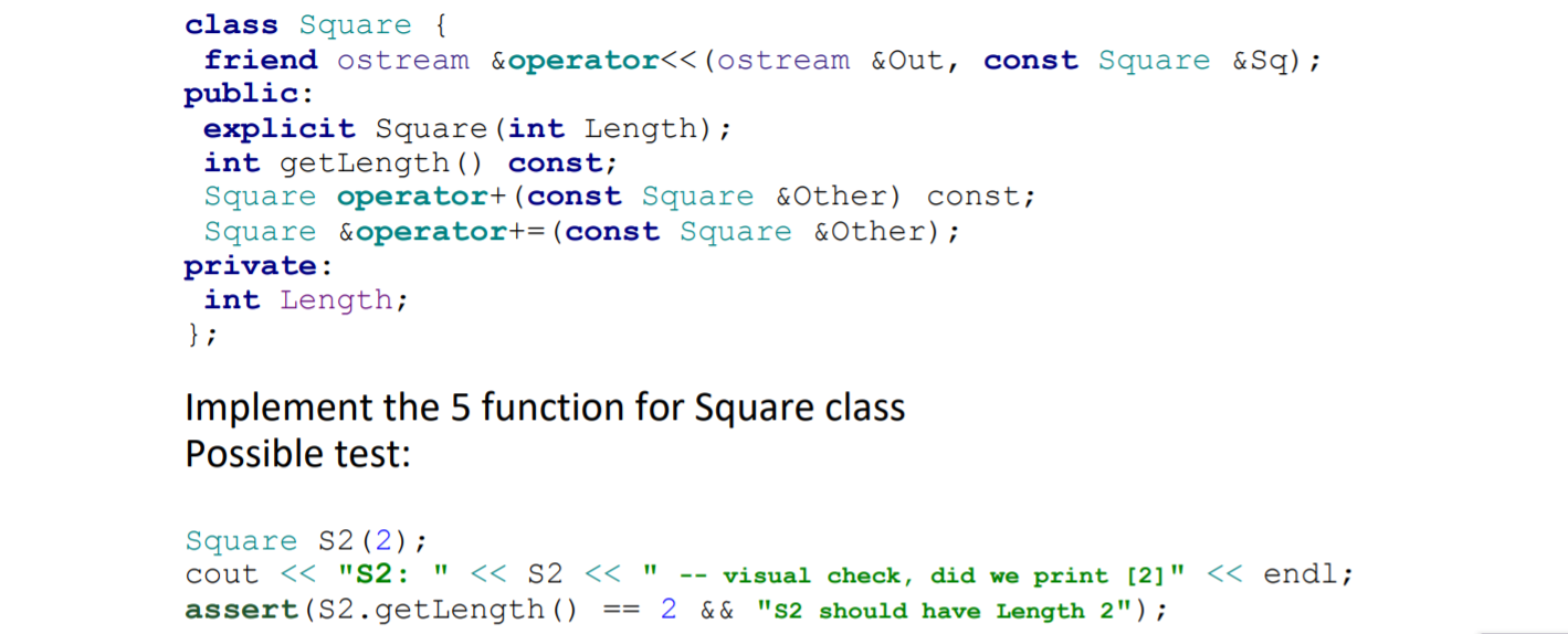 Solved class Square { friend ostream &operator