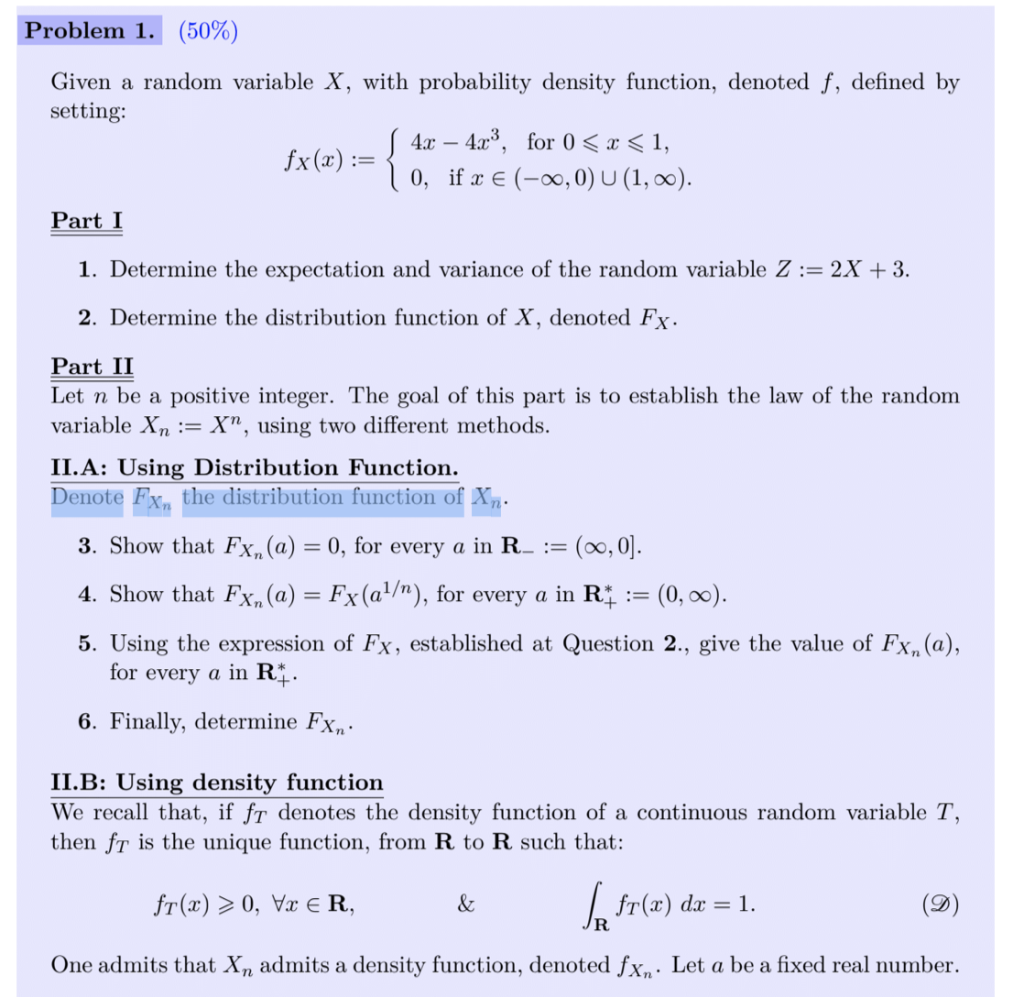 Problem 1 50 Given A Random Variable X With P Chegg Com