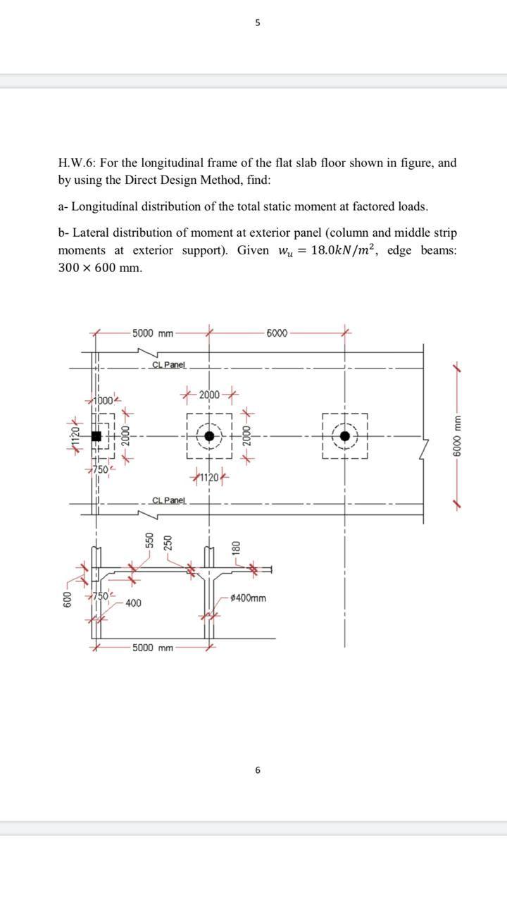 Solved 5 H.W.6 For the longitudinal frame of the flat slab
