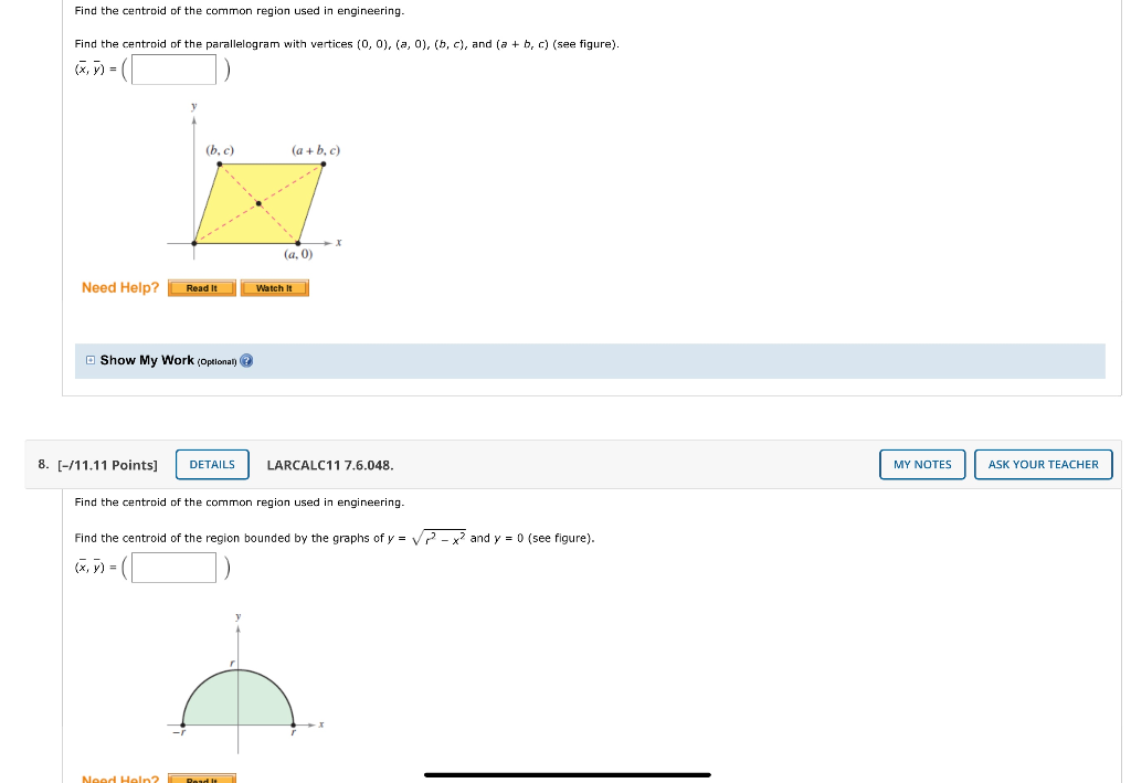 Solved Find The Centroid Of The Common Region Used In