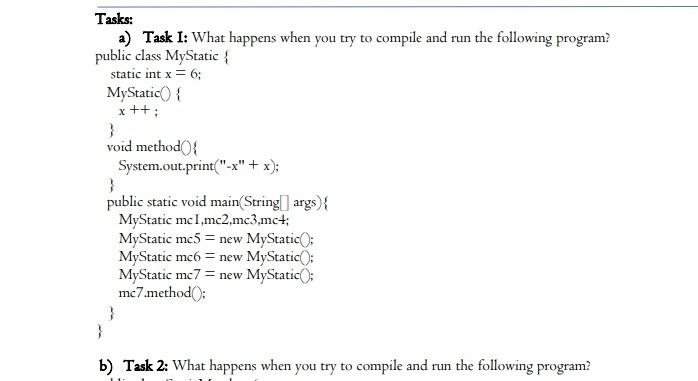 Solved Tasks: a) Task 1: What happens when you try to | Chegg.com