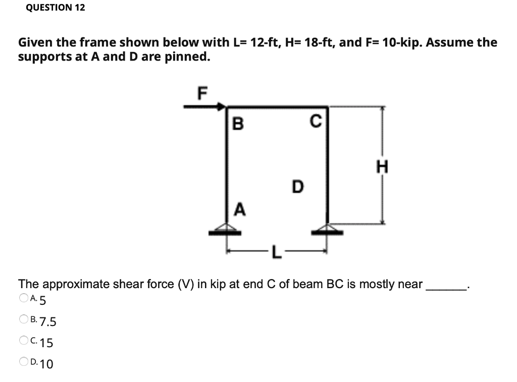 Solved QUESTION 11 Given the frame shown below with L= | Chegg.com