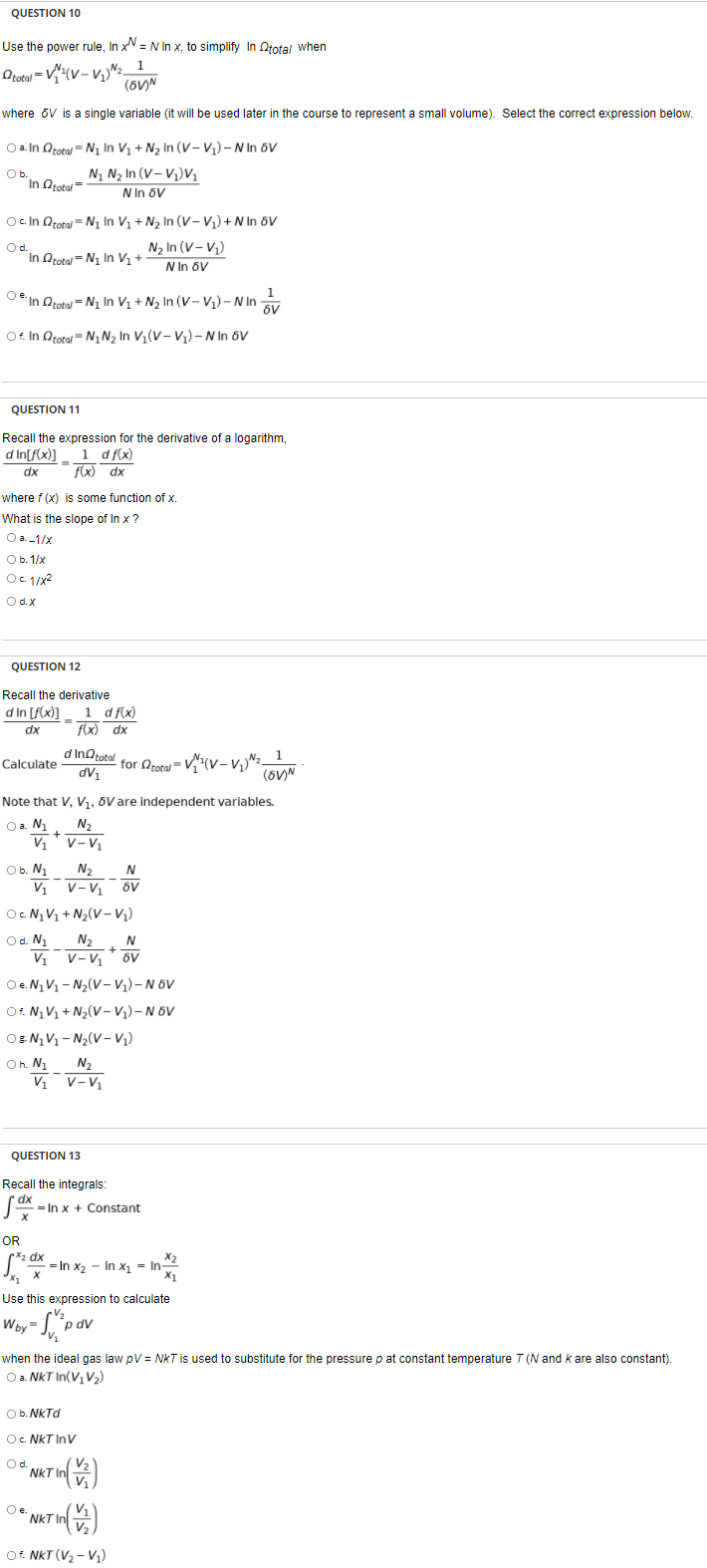 Solved QUESTION 1 We will use the natural logarithm in this | Chegg.com