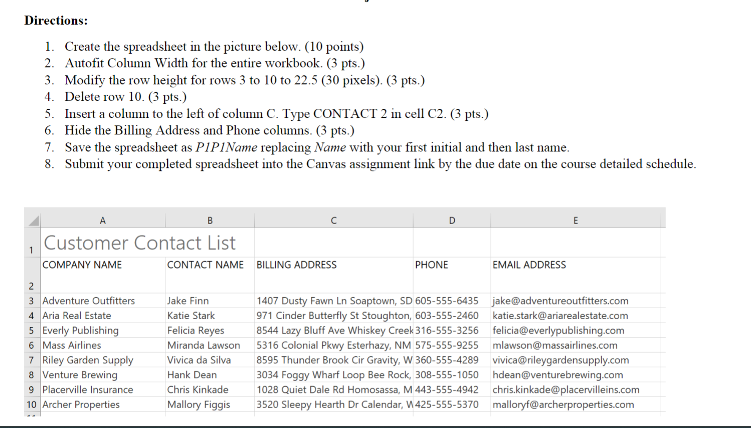 Solved Create the spreadsheet in the picture and complete | Chegg.com