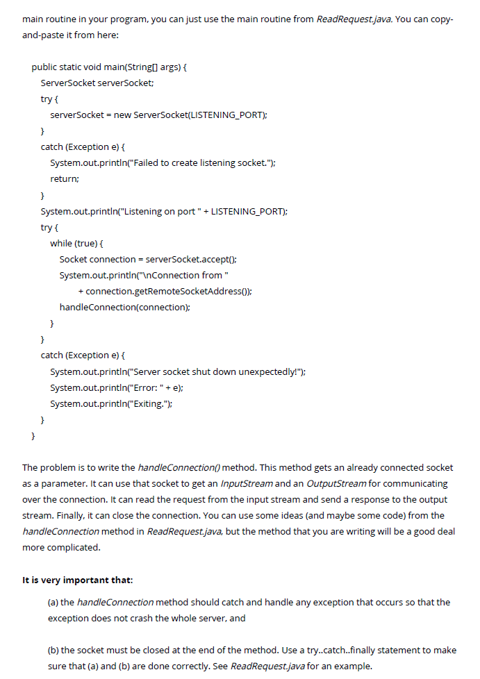 JAVA: A Web Server The goal of this lab is to write a | Chegg.com
