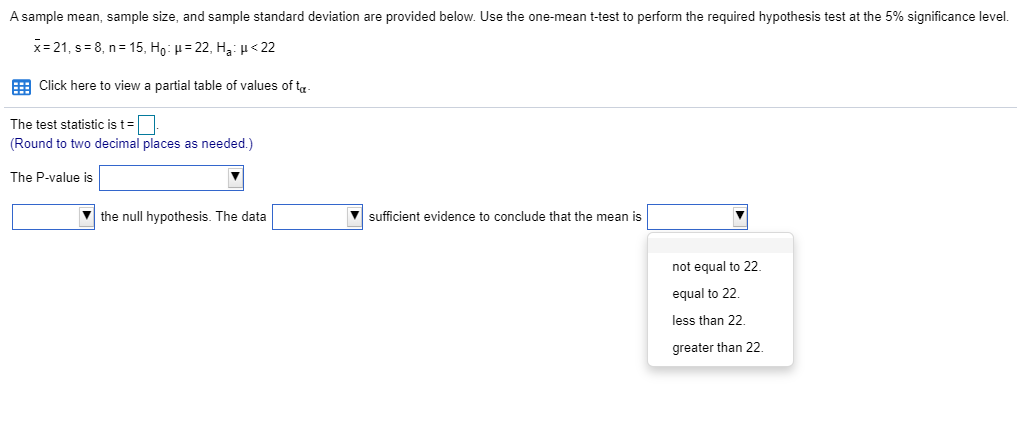 Solved A Sample Mean Sample Size And Sample Standard Chegg Com