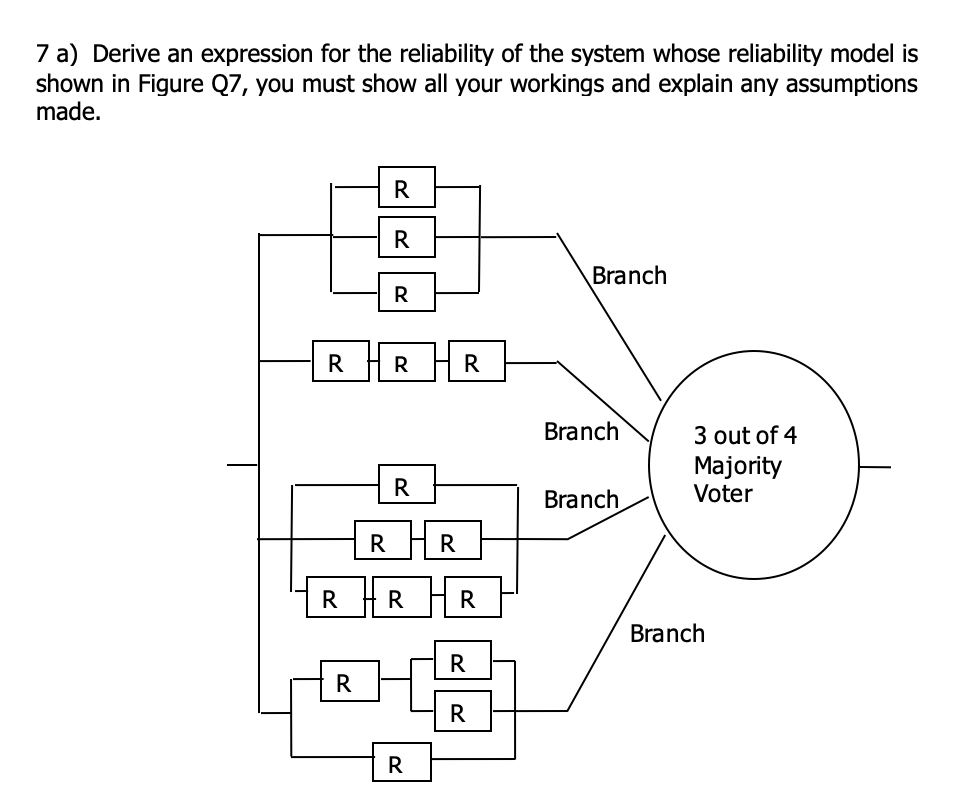 Solved 7 a) Derive an expression for the reliability of the | Chegg.com