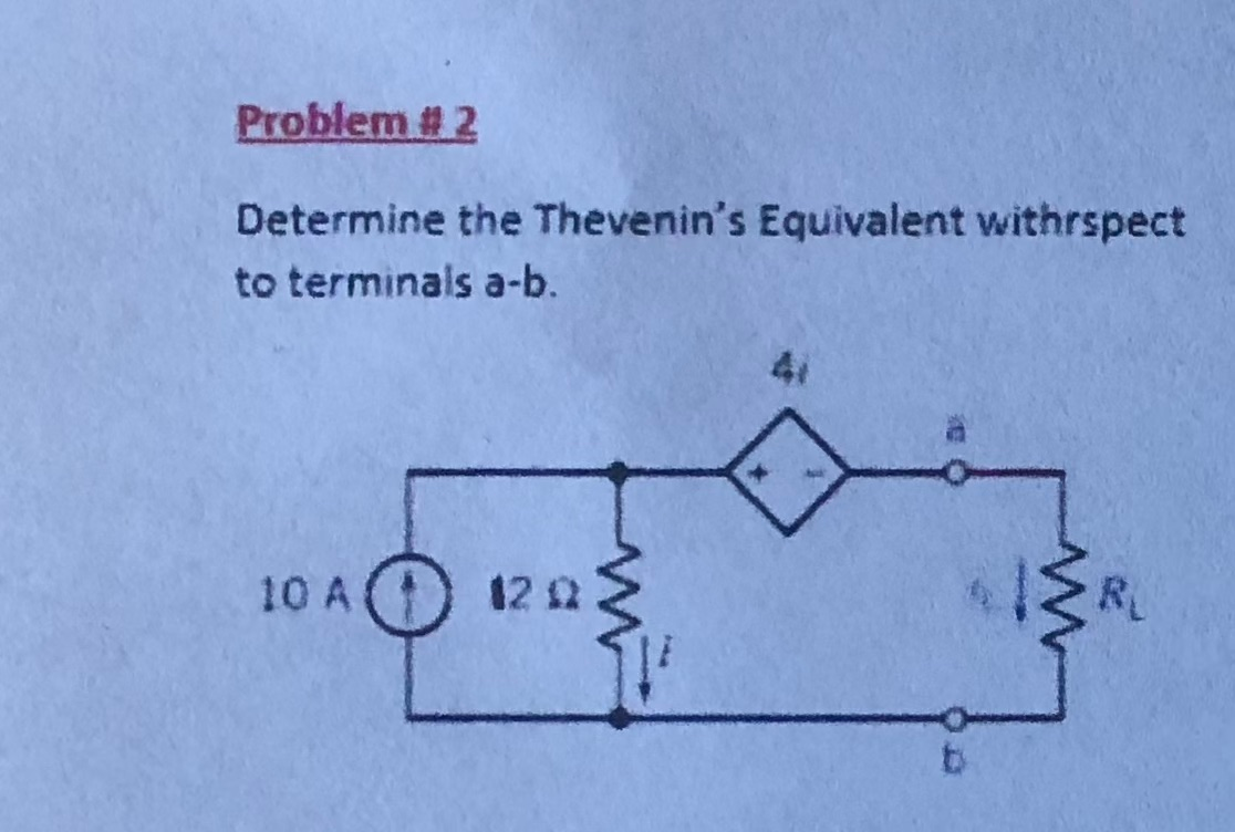Solved Problem #2 Determine the Thevenin's Equivalent | Chegg.com