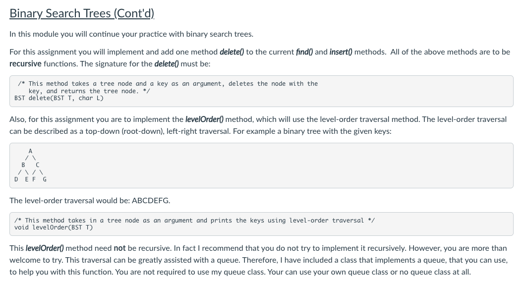 Solved Binary Search Trees (Cont'd) In this module you will | Chegg.com