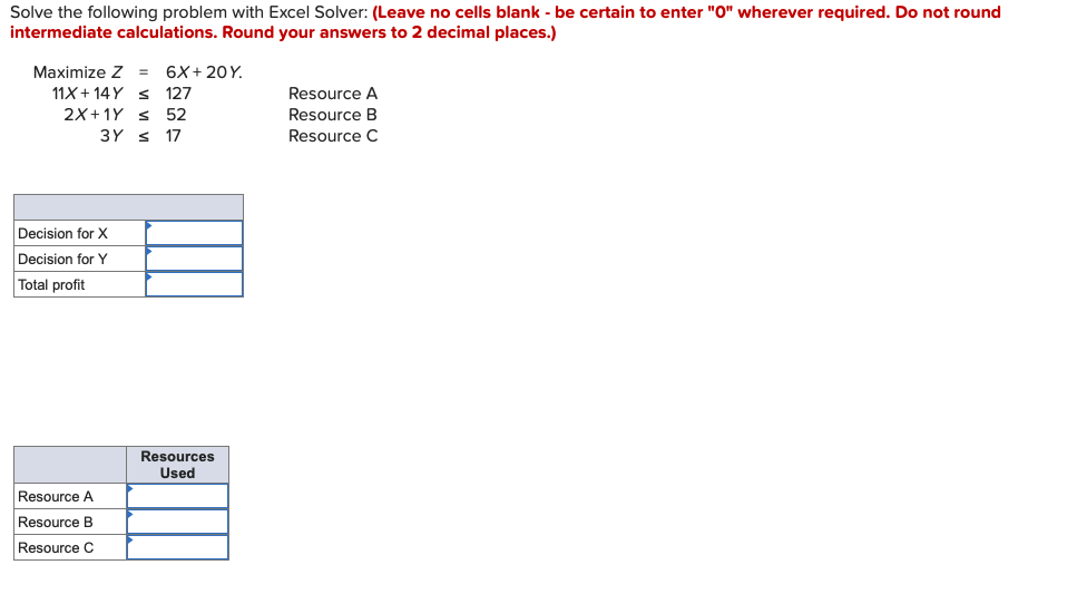 Solved Solve the following problem with Excel Solver: (Leave | Chegg.com