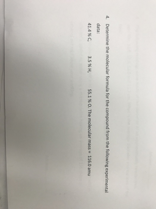 Solved Determine The Molecular Formula For The Compound From 