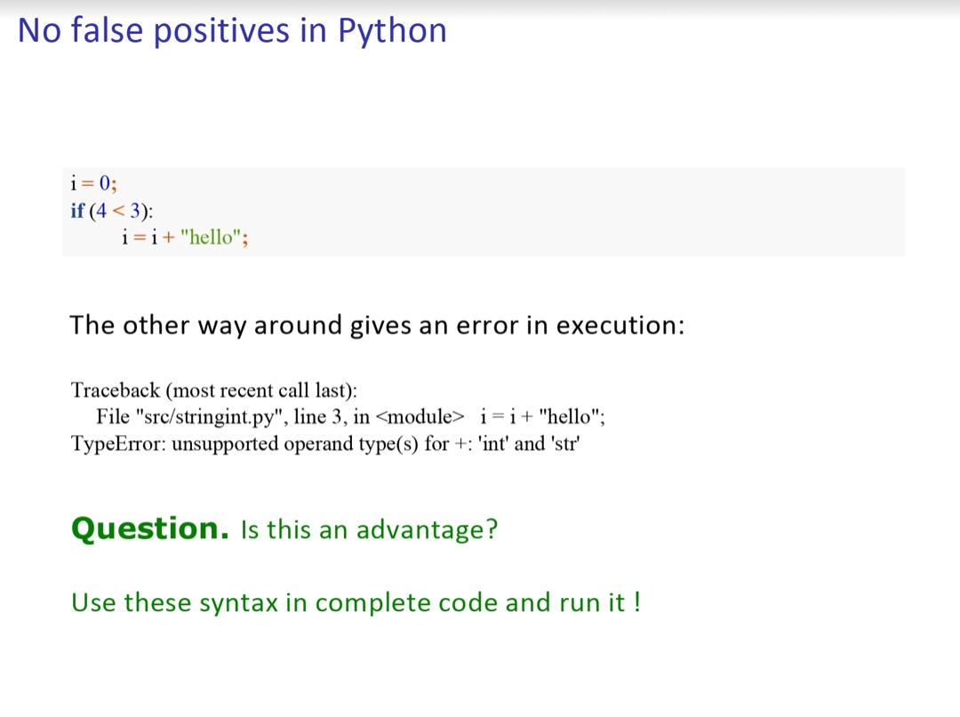 No false positives in Python i=0; if (4