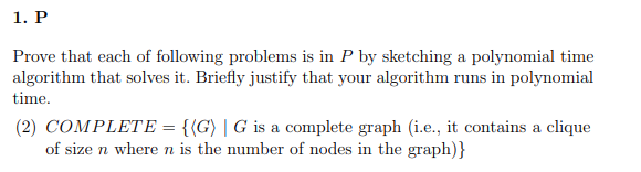 Solved Prove that each of following problems is in P by | Chegg.com