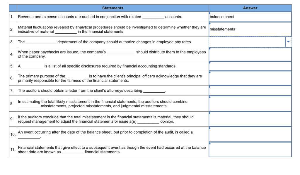 Solved Answers Could Be Balance Sheet Claims Litigation Chegg