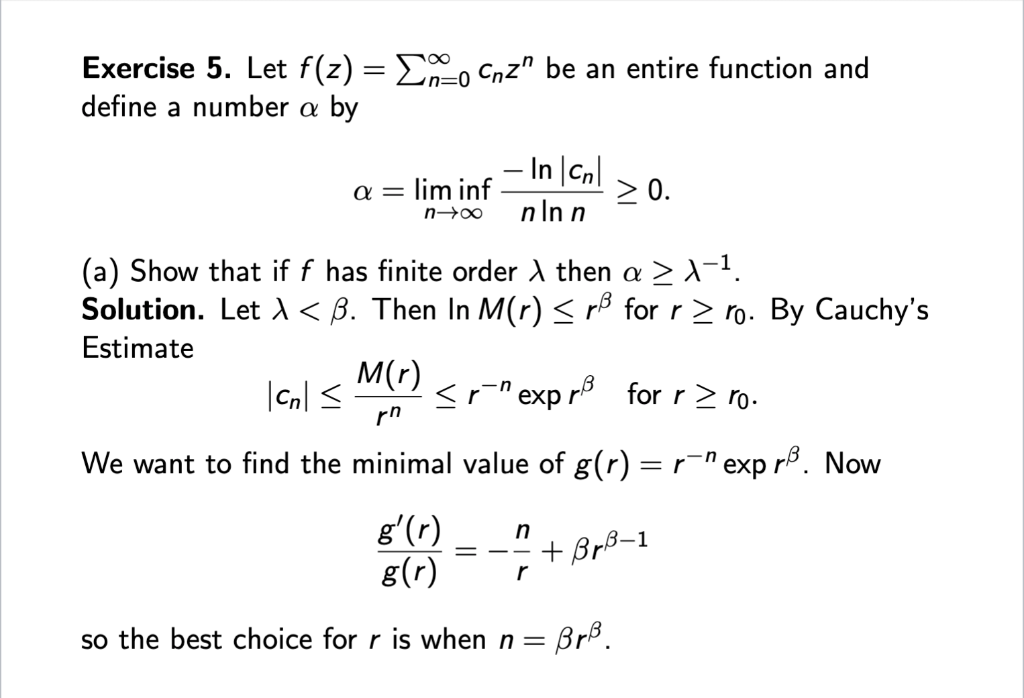 1 Find The Order Of The Entire Functions F Z Chegg Com