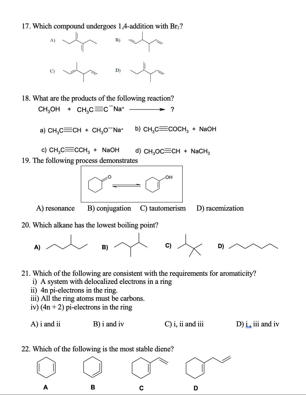 Solved 17. Which compound undergoes 1,4-addition with Br₂? | Chegg.com